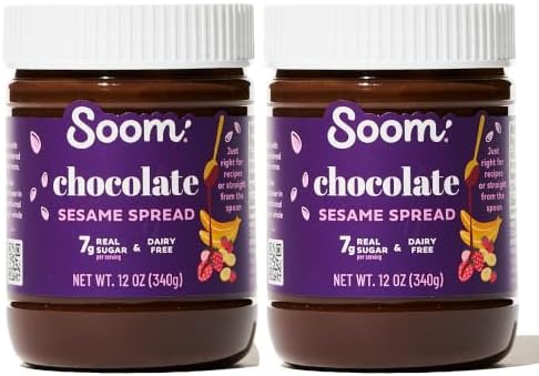 Soom Chocolate Sesame Tahini Spread, 5g Protein, 12oz, 2 Pack