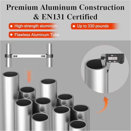Image of Telescoping Ladder, 16.5 FT Aluminum Extendable Ladder, 330 Lbs Silver