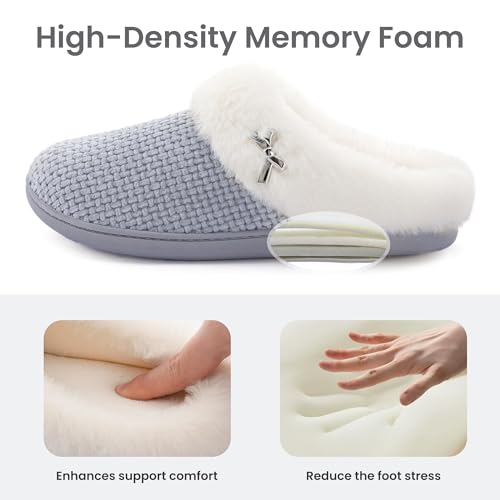 Image of ULTRAIDEAS Women's Breathable House Slippers with Memory Foam, Lightweight Cotton Blend Lining, Indoor Outdoor Slip On Design, Non Slip Rubber Sole for Bedroom, Machine Washable