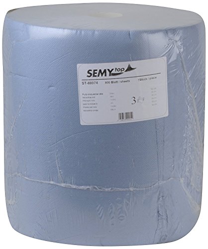 SemyTop Putzpapierrollen, 3 lagig, blau, circa 38 cm, 1000 Blatt, 1er Pack (1 x 1 Stück), ST-88074