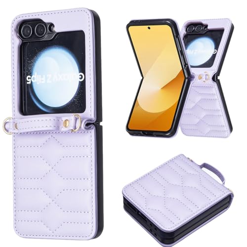 Étui pour Samsung Galaxy Z Flip 7 FE violet antichoc avec sangle pratique
