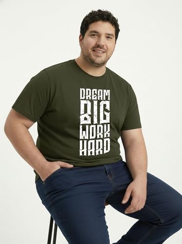 Image of Toodlegram Cotton Printed T-Shirt for Plus Size Men Round Neck Casual