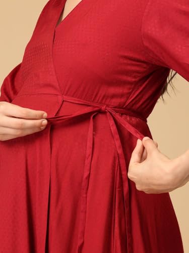 Image of The Mom Store Maternity and Nursing Wrap Dress for New Mom | Pre and Post Pregnancy Wear for Womens | Trendy Stylish Printed Friendly Dresses for Women | Comfortable