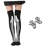PACKOVE 2 Paar Damen-Anzugset Strickset Make-Up-Sets Halloween-Handschuhe Socken-Set Halloween-Socken Lange Halloween-Socken Strümpfe Druckprodukt Schwarze Strickhandschuhe Für