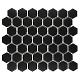 1.5' Black Matte Hexagon Wall Floor Tile (10 Sheets)