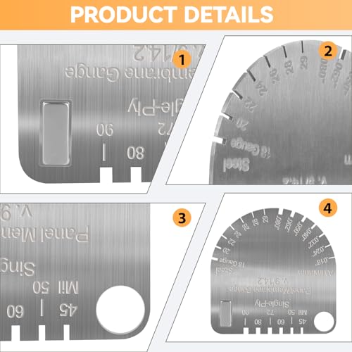 Image of Upgraded Panel & Membrane Gauge Shingle - Stainless Steel Thickness Caliper for Metal Roofing, Shingles, Single /Dual-Ply Membranes | Replaces Shingle Gauge, Accurate Roof Inspection Measurement Tool