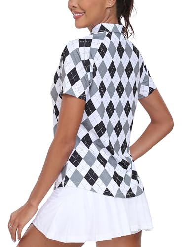 MoFiz Women's UPF 50+ Short Sleeve Golf Tennis Polo Shirt Zip Up Cooling Bowling Shirt Quick Dry Workout Active T-Shirt