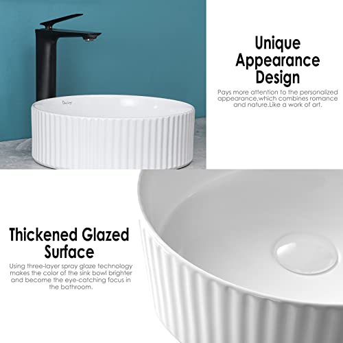 Davivy 14'' Round Vessel Sink With Pop Up Drain,Bathroom Vessel Sink,Bathroom Sinks Above Counter,Round Bathroom Sink,White Vessel Sink,Ceramic Vessel Sink,Round Sinks For Bathrooms #TOP5