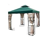 COLIBROX New 10'x10' 2-Tiered Replacement Garden Gazebo Canopy Top Sun Shade - Green