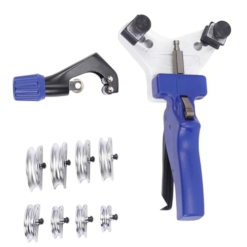 Niceminiwall Kit de herramientas de doblado manual de tubos con cortador y 8 cabezales para tubos de aluminio de cobre de 1/4 a 1/2 pulgadas (5-12 mm) – Construcción de acero inoxidable de grado - imagen 9