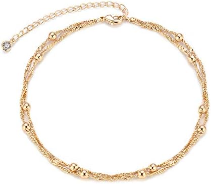 MEVECCO Anklet for Women Gold Chain 14K Gold Plated Dainty Boho B...