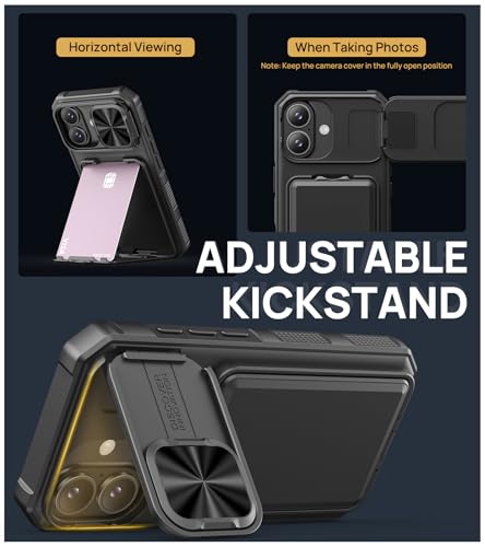 Image of SSLOTSCASE for iPhone 17 Case with 2X Screen Protector & Stand, Black