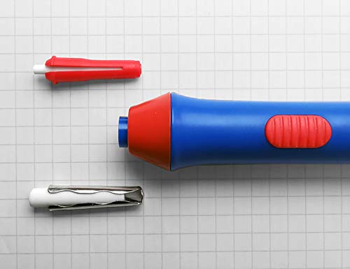 Läufer 69607 Elektrischer Radiergummi, batteriebetriebener Radierstift, wechselbare Aufsätze mit 2 Größen, inkl. 23 Radierer
