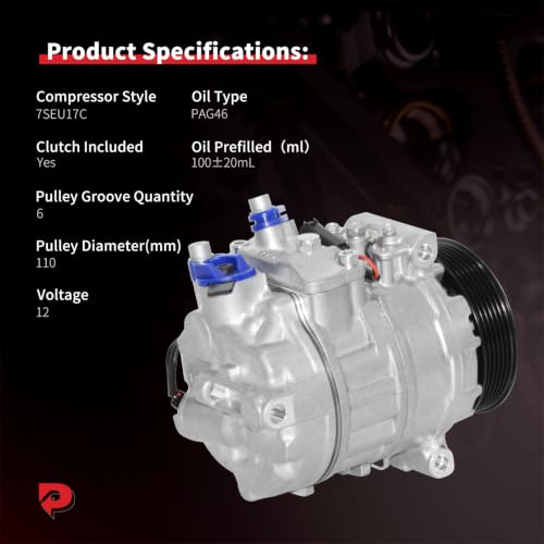 PHOBOOS A/C Compressor with Clutch Compatible with Mercedes-Benz by PHOBOOS - Used condition - Image 3
