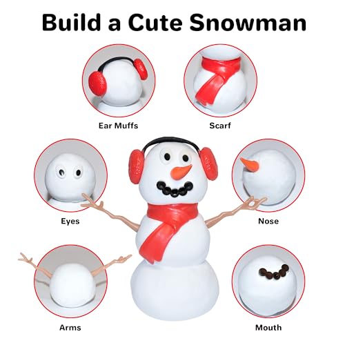 Build Buddiez Snowman Craft Kit 6 Pack – Build, Play, and Display 6 Air-Dry Clay Snowmen All Christmas & Winter, Great for Birthday Parties & Stocking Stuffers for Kids, Boys and Girls Ages 5+