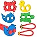 Soulchen 4 Pack EVA Pool Noodle Floating Connectors Animal Shaped Swimming Float Connectors (Duck, Crab, Whale, Turtle) for Rafts Toys Swim Training and Pool Games