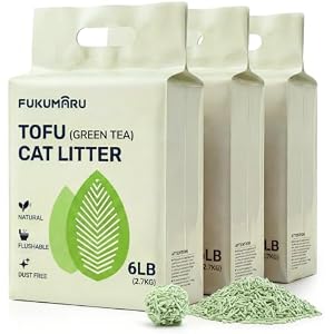 FUKUMARU Tofu Cat Litter, Green Tea Scented, Clumping, Odor Control, 12 lb