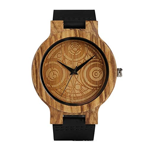 Preisvergleich Produktbild HRQ Hölzerne Uhr, geheimnisvolle Muster handgefertigte Quarzuhr, lässige Geschäftsbeziehung, gesunde, umweltfreundliche Herrenuhr S133