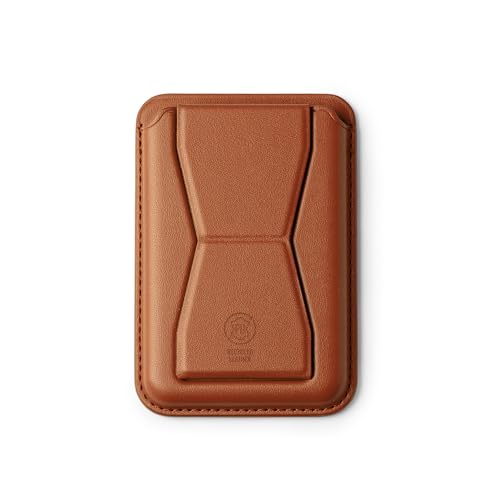 TRECOLA Tarjetero Adhesivo para móvil en Cuero Reciclado - Portatarjetas con Soporte para Mantener el teléfono en pie (Marrón)