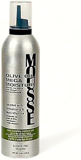 Olive Oil Mega Moisture Hair Styling Mousse, Moisturizing, Soothes and Softens Hair, Chemically Treated,Alcohol-Free, 12 oz (1 Pack)