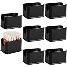 Dicunoy Set of 8 Sugar Packet Holder, Plastic Black Sugar Caddy for Restaurant, Sugar Bag Sweetener Packets Storage Container Box for Coffee Bar, Table