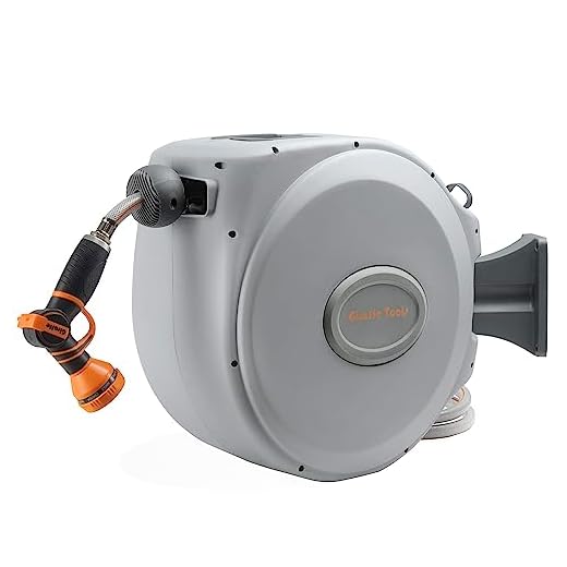 Giraffe Retractable Garden Hose Reel with 5/8 in. x 60+5 ft Water Hose, Wall Mount, Auto Rewind, 180° Swivel Bracket, Any Length Lock