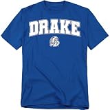 LOGOVISION Drake University Arch Logo Unisex Adult T Shirt, Royal, Large