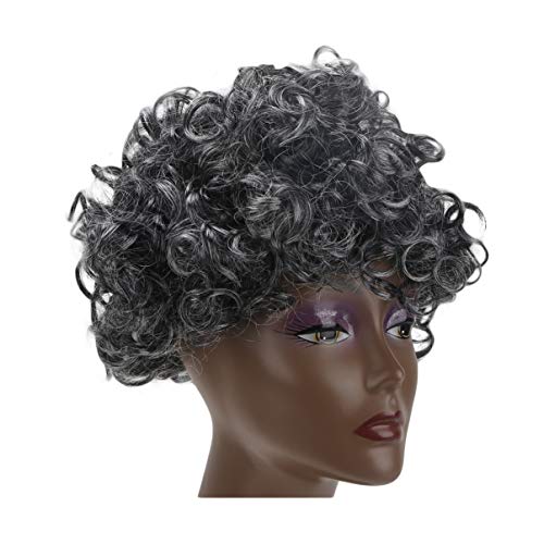 STOBOK Encaracolado Peruca Fofa VovÃ³ Peruca Cabelo SintÃ©tico Cinza Branco Cosplay Party Dress Masq