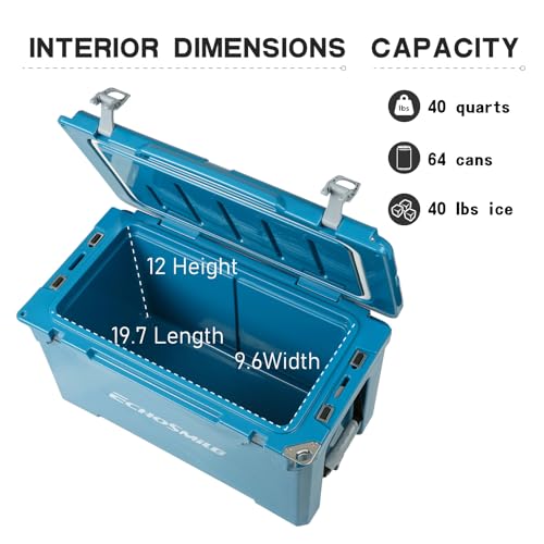 Image of EchoSmile 25 /30 /35 /40 /60 /75 Quart Rotomolded Cooler, Built to Stand up to The Rigors of The Journey