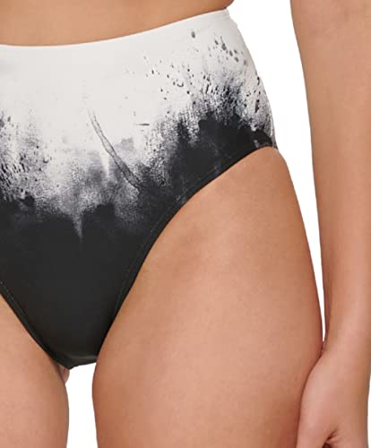 Calvin Klein Women's Printed High Waist Bikini Bottoms Swimsuit Black Size Medium #TOP1