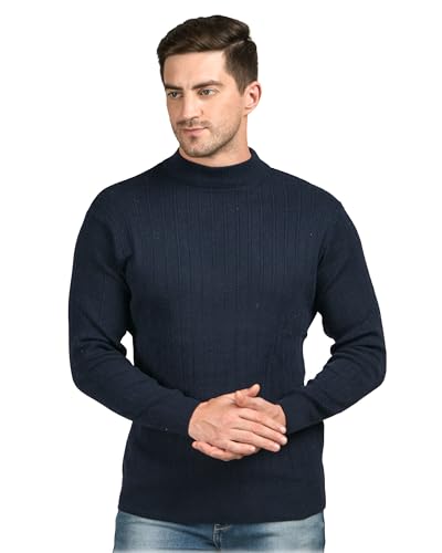 Image of Men Woolen Round Neck Solid Striped Design Pullover Heavy Rainbow Fabric Winter Wear Pure Wool Cardigan for Men Fully Warm Pullover Free Sizes