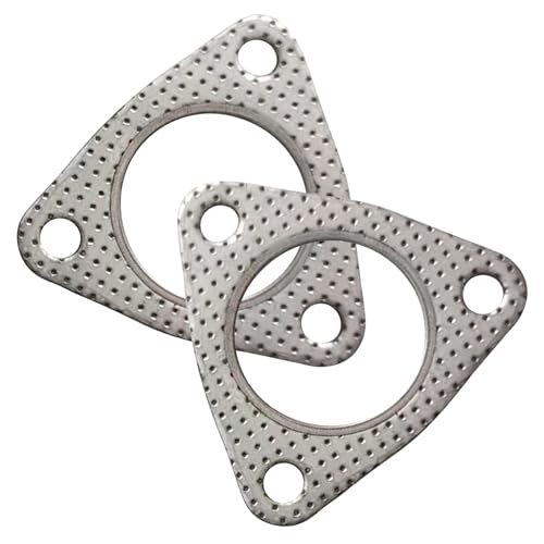 NTNEV 2 PCS Car Exhaust Pipe Gasket 2.48 3-Bolt Exhaust Flange Gasket with High Sealing Modification Replacement Accessories Suitable for Most Cars (Silver)