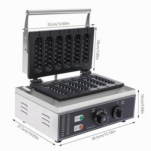 Miniatura 8 de Máquina De Perritos Calientes De 1500 W, 6 Unidades, 220 V, Control De Temperatura De 50 300 , Mango De Gofres De Acero Inoxidable, Gofres Profesionales, Palitos De Maíz, Perros, Revestimiento
