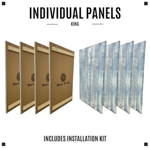 Barn Walls Solid Wood Headboard King Size, Blue Powderwash Finish with Smooth Natural Wood Grain, Handcrafted Wall-Mounted Panel Head Board, Adjustable Height, Modern Farmhouse Bedroom, Built to Last - Image 4