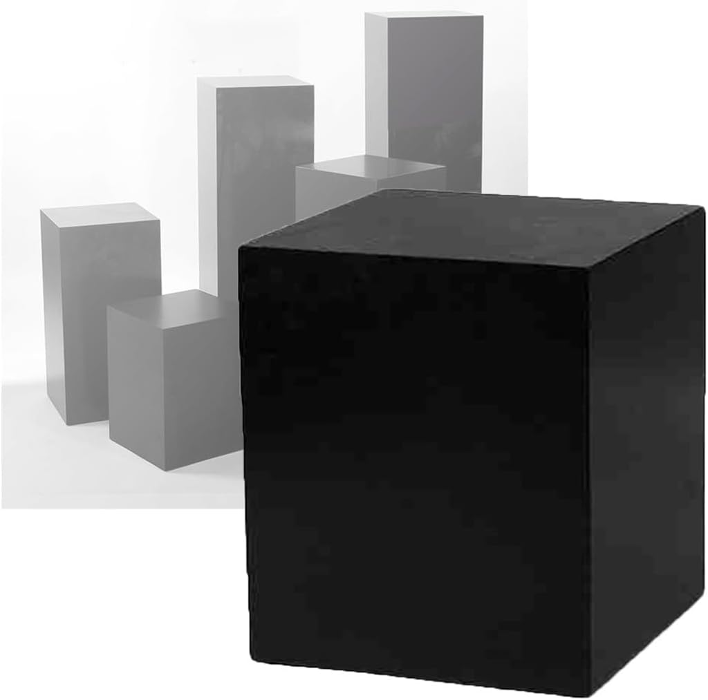 Black Display Pedestal Stand, 20x20x20cm Event Decor Plinth for Weddings, Art Showcase, Model Display Stand - Ideal for Home and Event Decoration