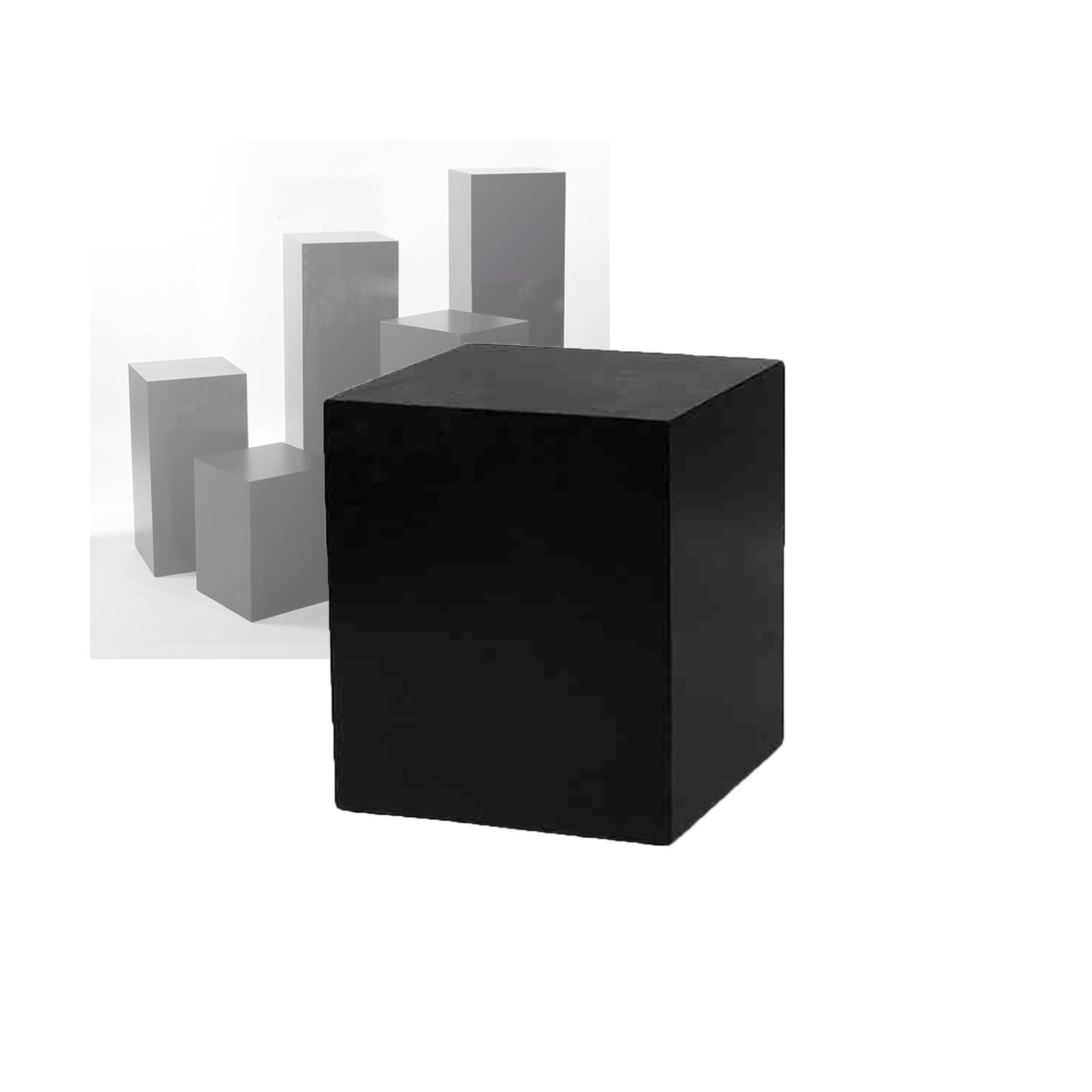 Colonne nere per esposizione a piedistallo per decorazioni di matrimoni ed eventi, 20 x 20 x 20 cm, supporto per esposizione di arte e modello, elegante showroom e presentazione in galleria