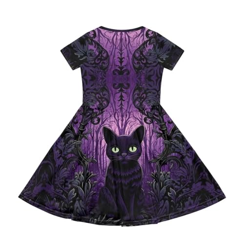 Dresses Toddler Short Sleeve Dress for Girls Casual A-line Twirly Swing Dresses 2-14 with Pockets2