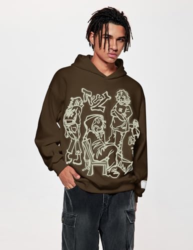Vamtac Mens Graphic Hoodies Y2k Cute Pullover Oversized Fashion Streetwear Casual Hooded Sweatshirt Unisex Tops