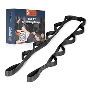 Pure PT Stretch Strap – Physical Therapist-Approved Flexibility & Mobility Trainer | Premium Stretching Strap with Comfort Handles & 10 Loops for Yoga, Rehab, Injury Recovery & Flexibility Training, Free Expert Workouts Included