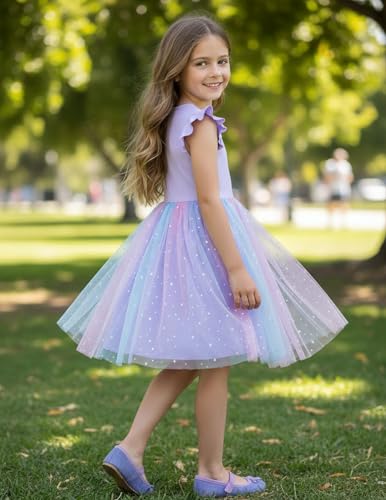 Image of PATPAT Girl's Tulle Dress Tutu Party Birthday Poster Formal Fancy Flower Princess Dresses