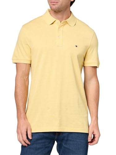 Image of Tommy Hilfiger Men's Short Sleeve Polo Shirts in Slim Fit with Stretch and Organic Pique Cotton