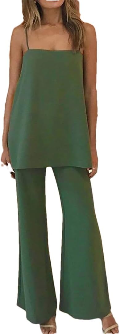 Wjnvfioo Cotton Linen Sleeveless Two Piece Sets Women Summer Casual Tank Tops And Straight Pants Outfits Female 2Pcs Sets