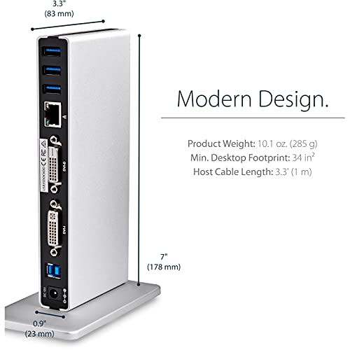 Startech.com Dual Monitor Usb 3.0 Docking Station W/ Dvi To Vga & Hdmi Adapters, 5X Usb 3.0 & Audio - Vertical Dvi Dock For Mac & Windows (Usb3Sdockdd) #TOP3