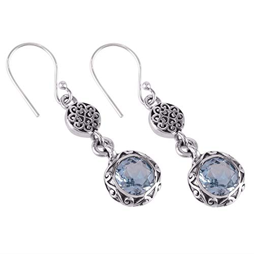 925 Sterling Silber blauer Topas Vintage Ohrringe Muttertagsgeschenk