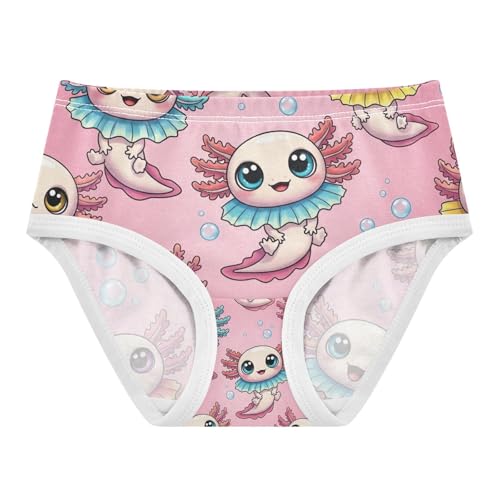 Toddler Girl Panties, Cute Cartoon Axolotls Pink Girls Cotton Underwear, 2–8 Years