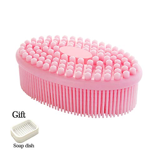 Bath Brush Bamyko Silicone Shower Loofah Brush 2 in 1 Face & Body Gentle Scrub Skin Exfoliation Massage Nubs for Baby, Men and Women