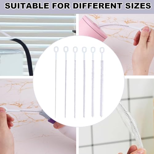 Image of 6pcs Straw Cleaner Brush Set, 12.6 Inch Cleaning Brush Extra Long Reusable Water Bottle Pipe Cleaner Bendable Cleaning Tool for Metal Silicone Plastic Glass Straws Tubes (White)