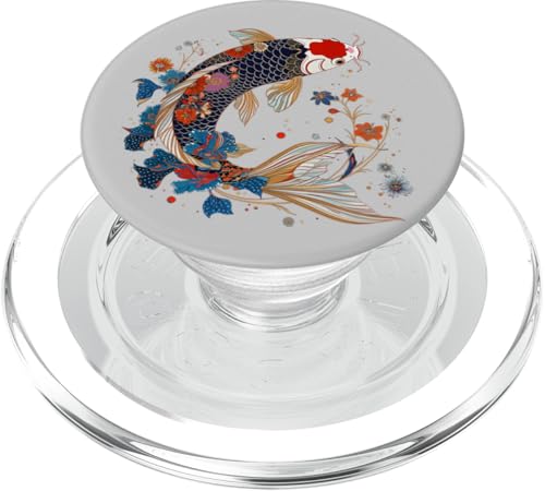 Koi Fish Vintage Motif Floral Japonais Art Floral Carpe Koi PopSockets PopGrip pour MagSafe