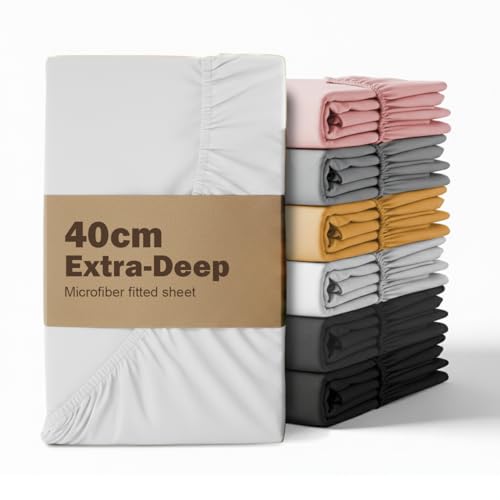 Drap-housse blanc en microfibre brossée supérieure super king size - 2