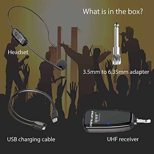 Vocal-Star Wireless Headset Microphone For PA Speakers, Singing, Podcast, YouTube, Interview, Vlogging, Video Recording, Karaoke machines